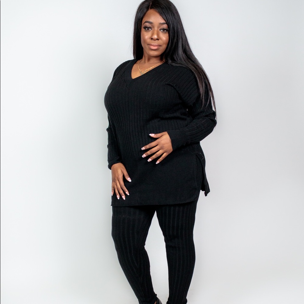 Plus Size ‘Delphine’ Rib Knit Leggings